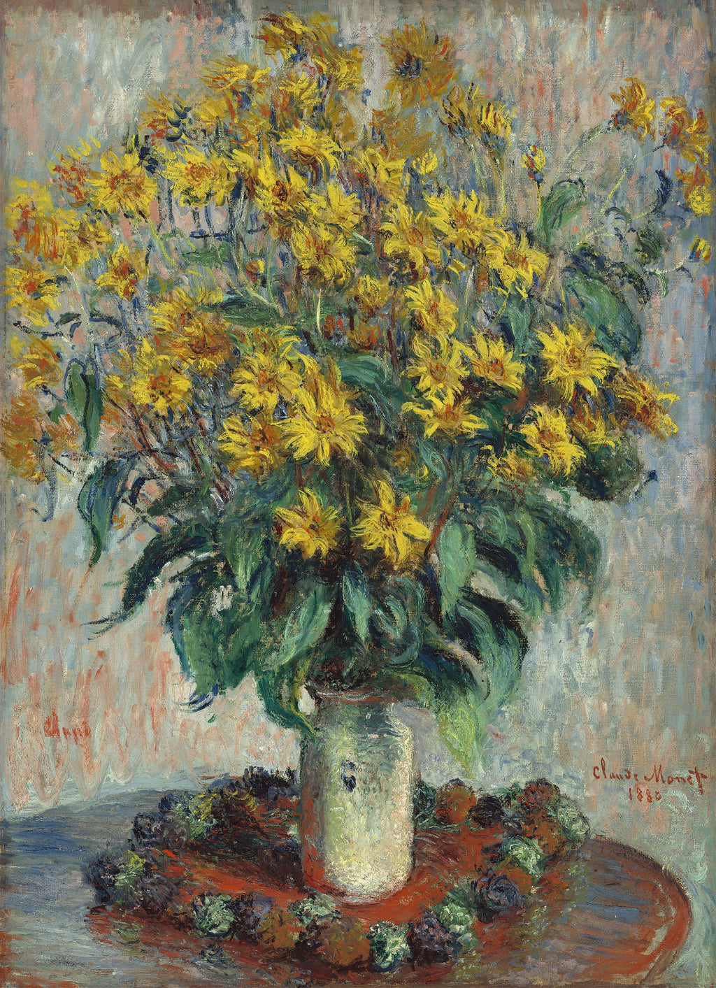 Golden Garden Flowers – Impressionist Botanical Wall Art