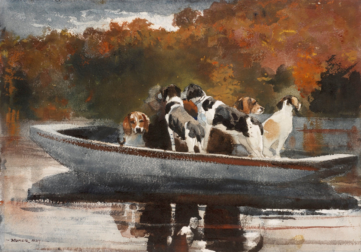 Hunting Dogs on the River – Vintage Sporting Landscape Art